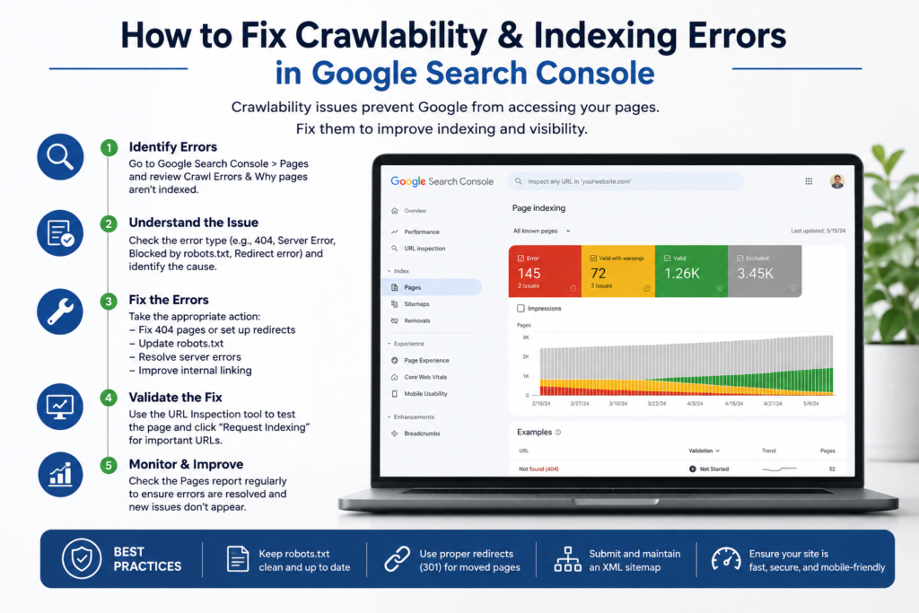 How to Fix Crawlability & Indexing Errors in Google Search Console