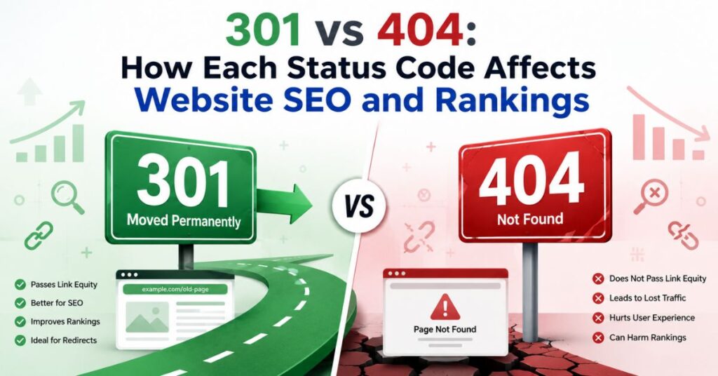 301 vs 404: How Each Status Code Affects Website SEO and Rankings