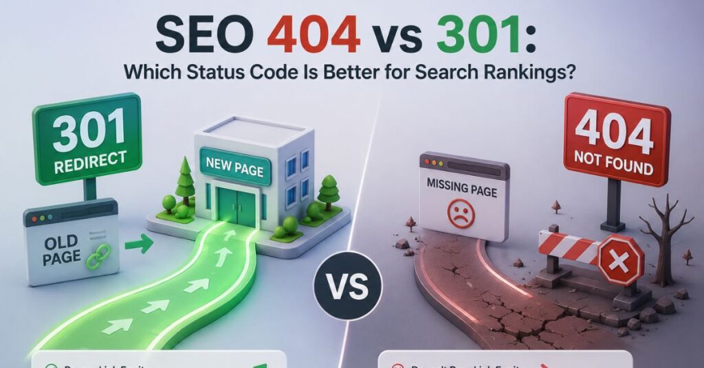SEO 404 vs 301: Which Status Code Is Better for Search Rankings?