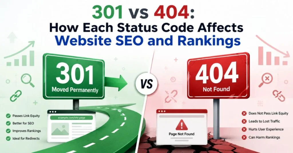 301 vs 404: How Each Status Code Affects Website SEO and Rankings