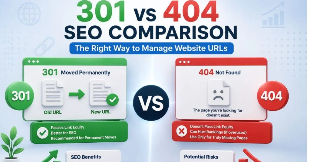 301 vs 404 SEO Comparison The Right Way to Manage Website URLs