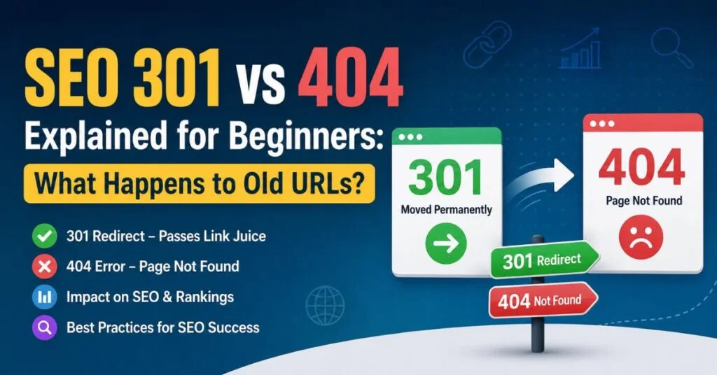 SEO 301 vs 404 Explained for Beginners What Happens to Old URLs